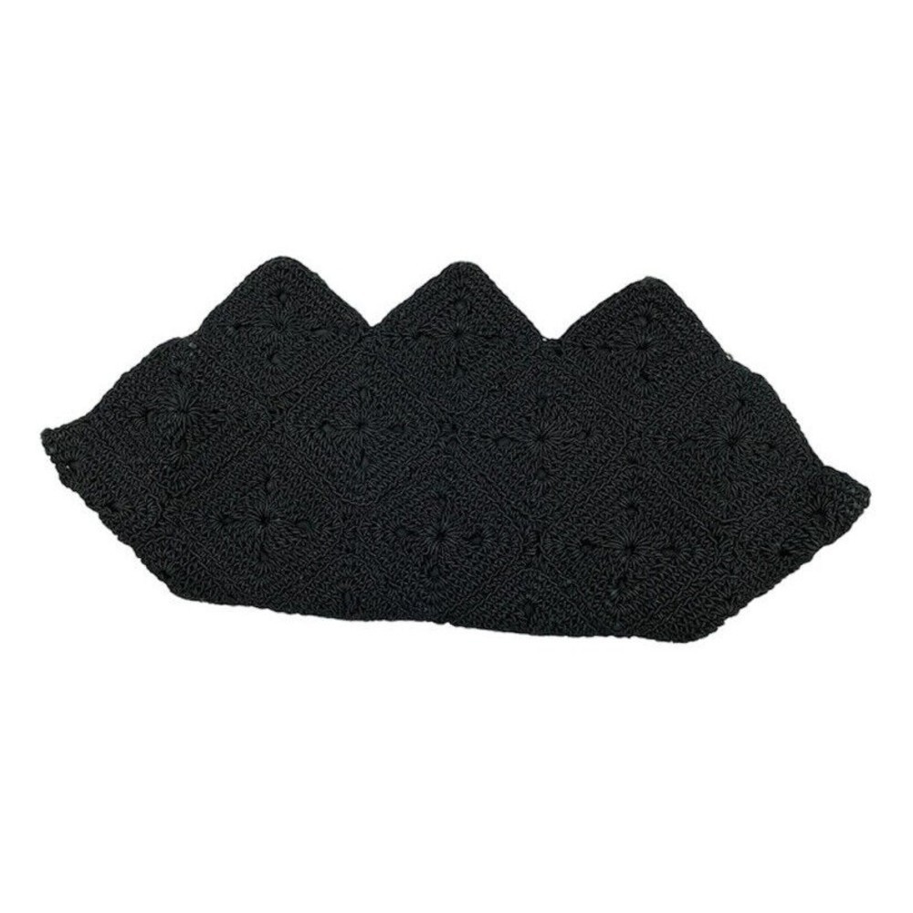 1940s Vintage Black Crochet Corde Shell Shape Clutch Women Bag - Picture 8 of 16